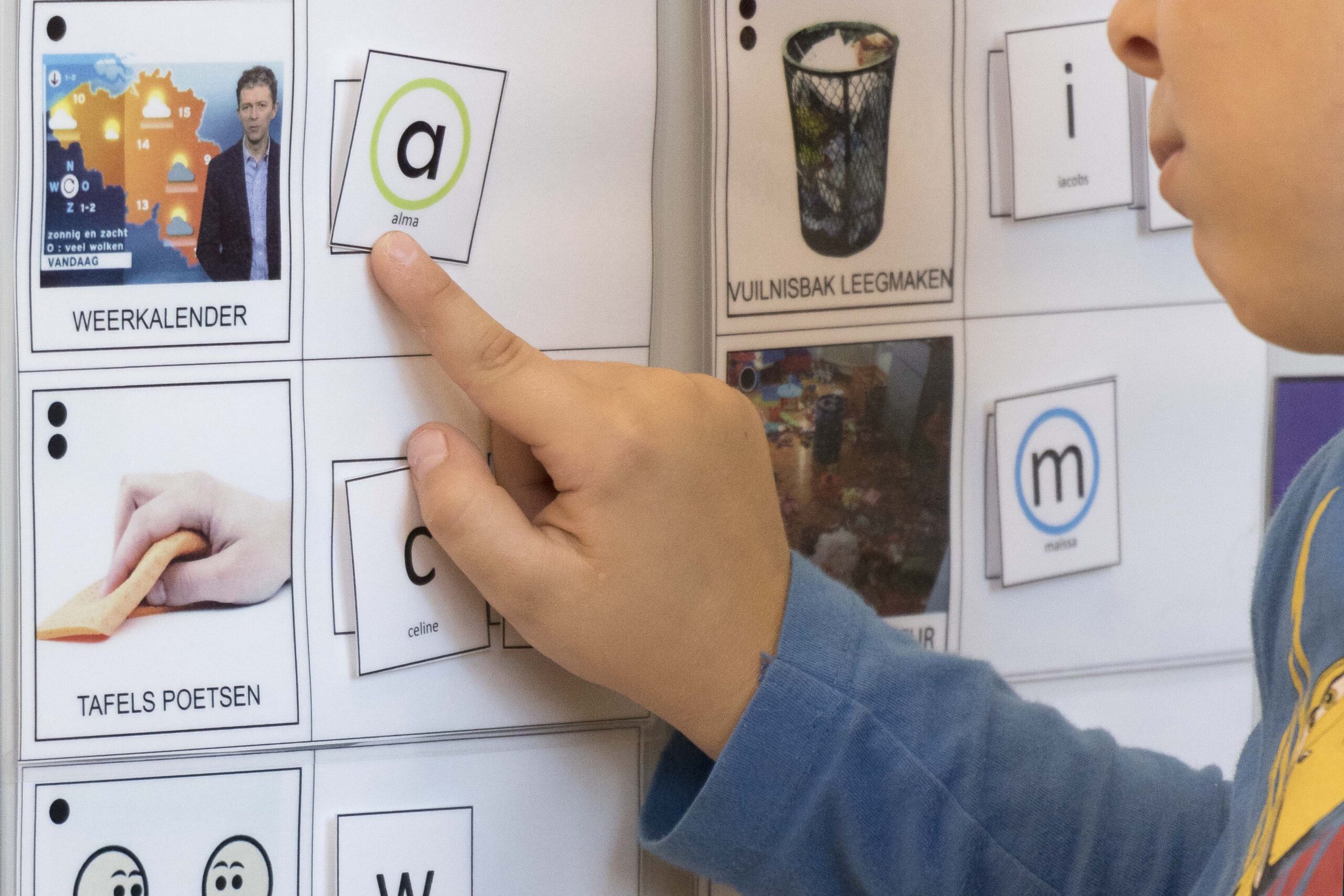 Letters leren aan het bord